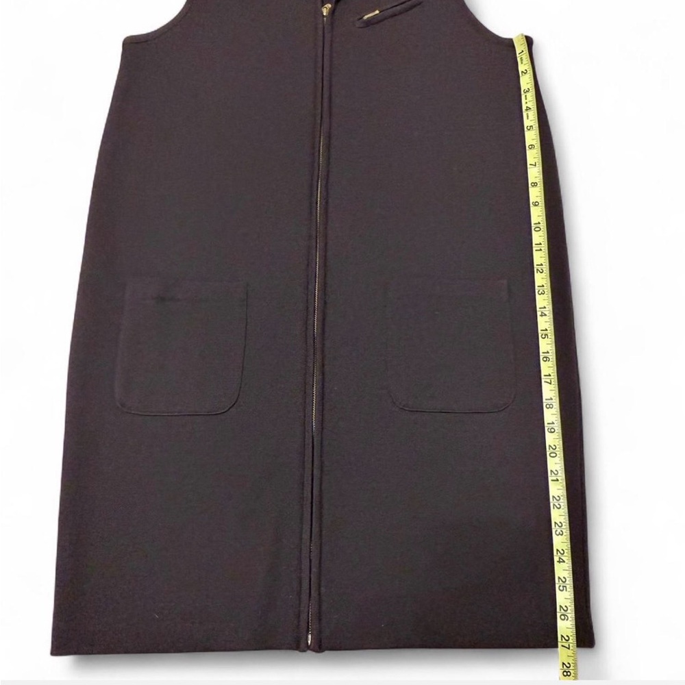 Vintage 90’s 100% Wool Longline Zip Up Vest Women’s Large Brown Preppy Retro - Picture 5 of 5